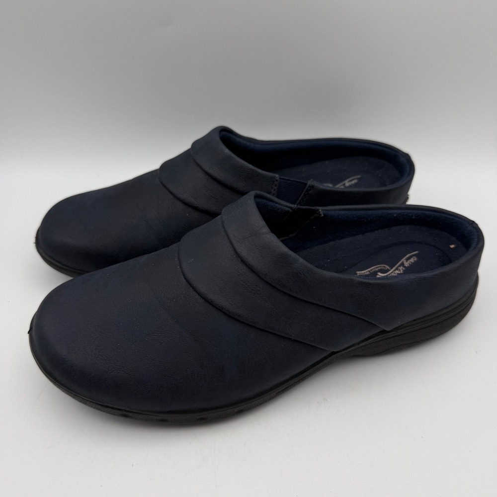 Easy Street Comfort Wave Mules Womens 8.5W Navy Blue Slip On Clogs Comfort Shoes